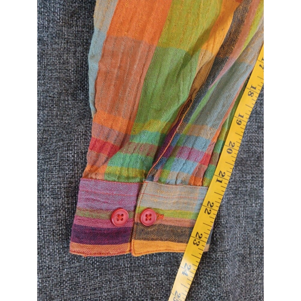 Venezia Vitale Shirt size 2X womans Yellow Red Blue Plaid Blouse long Sleeve - Picture 9 of 10